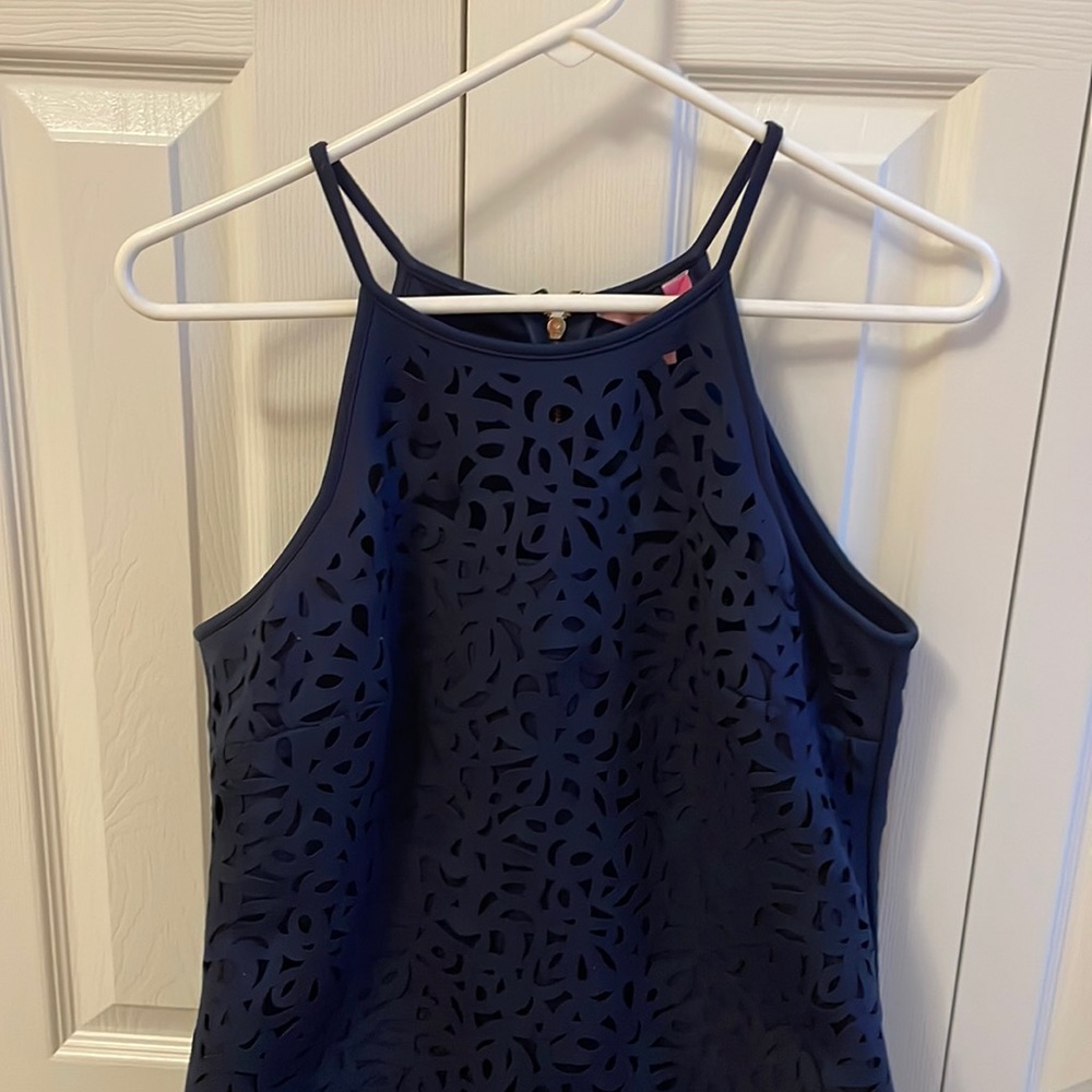 Lilly Pulitzer Size S Navy Eyelet High Neck Dress